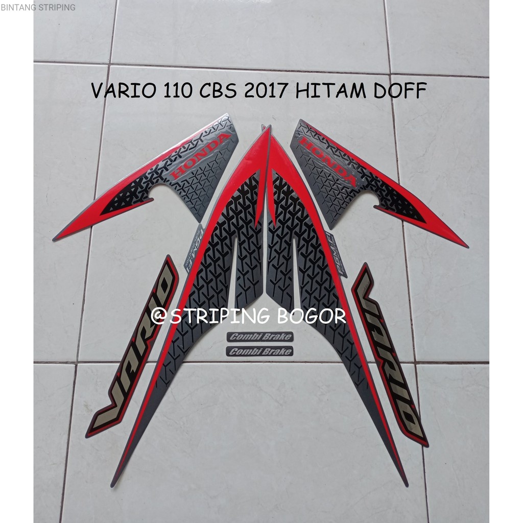 Sticker Striping Motor Honda Vario 110 CBS 2017 Warna Lis Hitam Doff