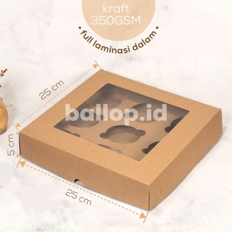 

KRAFT 25 25 5 CM LUBANG 9 Laminasi Jendela Kotak Dus Fruit Pie Snack