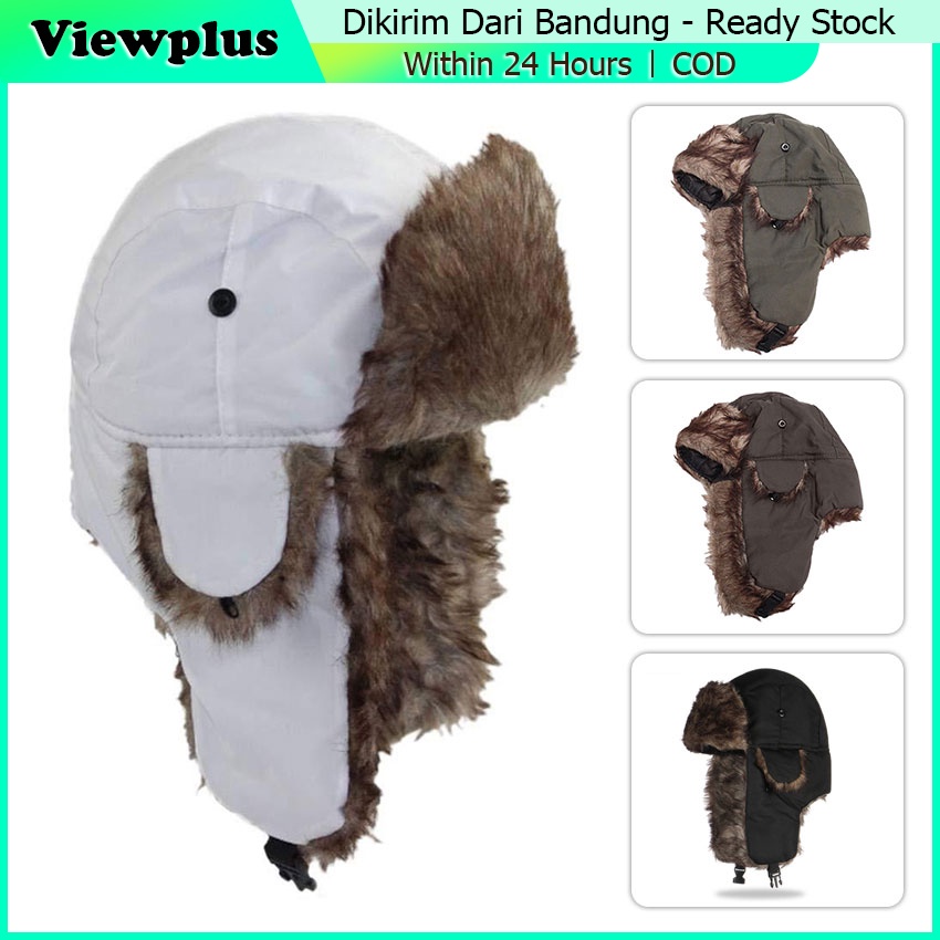 Topi Ushanka Rusia Winter Topi Musim Dingin Bulu Tebal Hangat Import Topi Winter Rusia