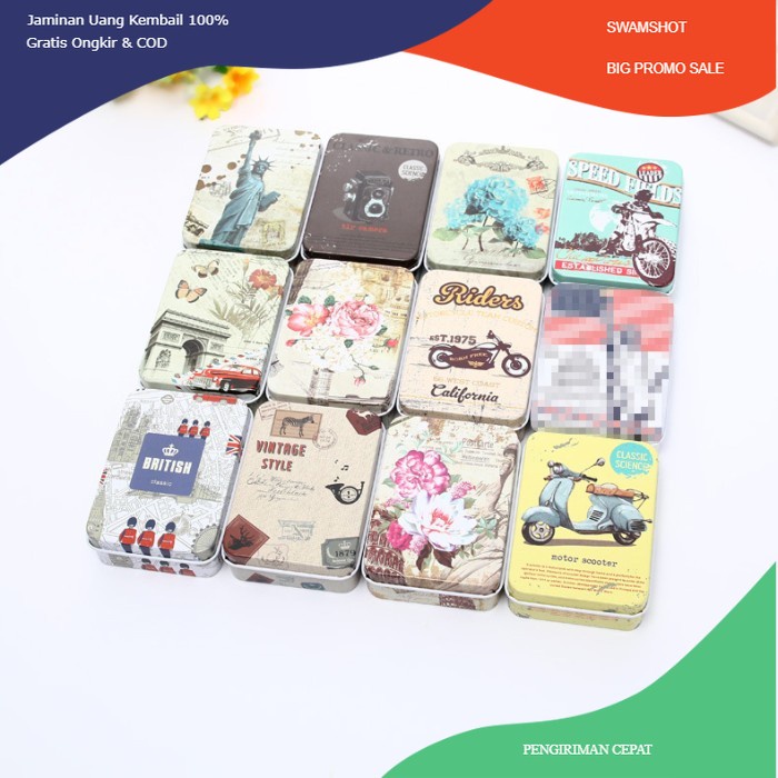 Box Kaleng besi tempat Perhiasan aksesoris Gadget Vintage Tin Can Box