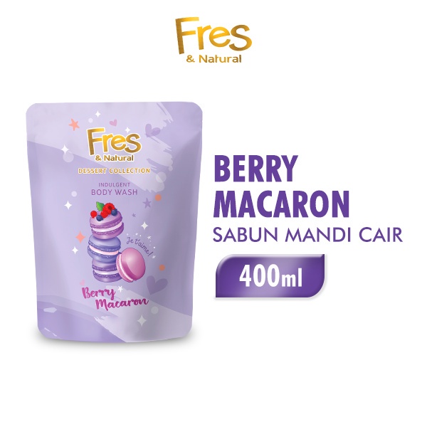 Fres & Natural Sabun Mandi Cair Berry Macaron Pouch 400 ml x3 - Gambar 2