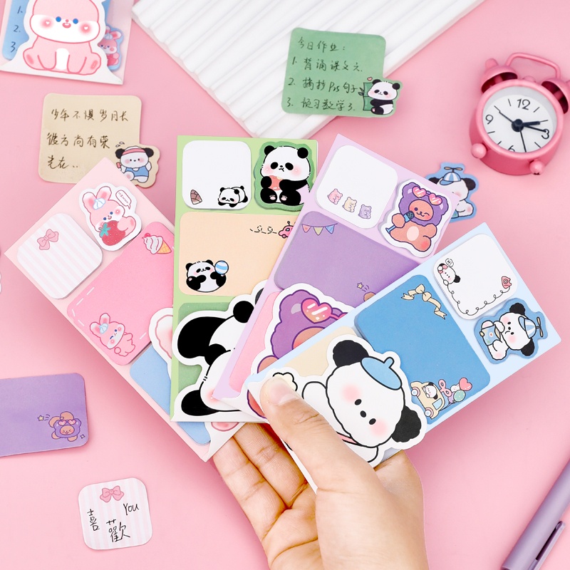 

TERFAVORIT 1 SET STICKY NOTES DAN STICKER 4 IN 1 MOTIF KARTUN ANIMAL LUCU WARNA-WARNI
