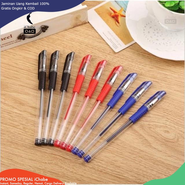 

[Bisa COD] NEW Pulpen Gel Ink 0.5Mm Alat Tulis Kantor Sekolah Pena Pen Tinta Cair Standart Warna Merah Hitam Biru plastik stationery