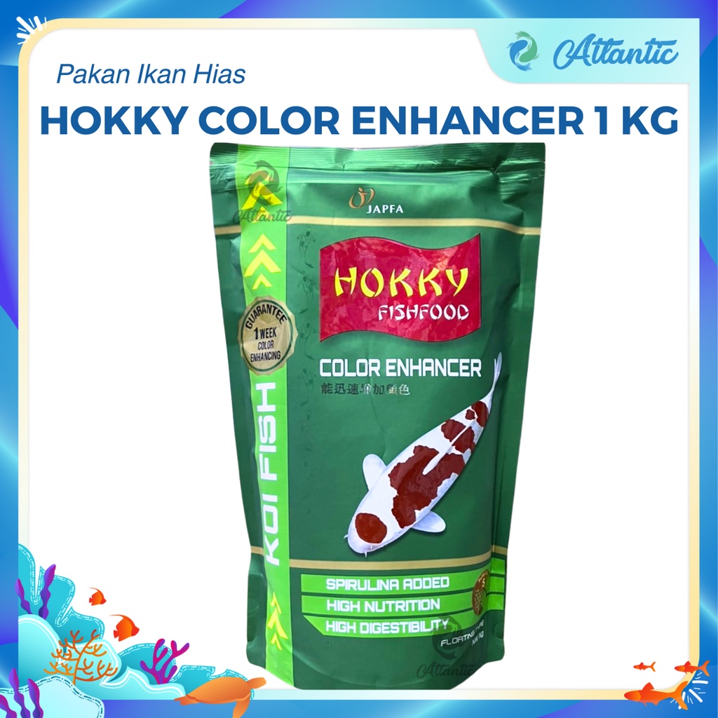 Hokky Color Enhancer Spirulina 1kg Pakan Makanan Warna Ikan Hias Koi 1kg