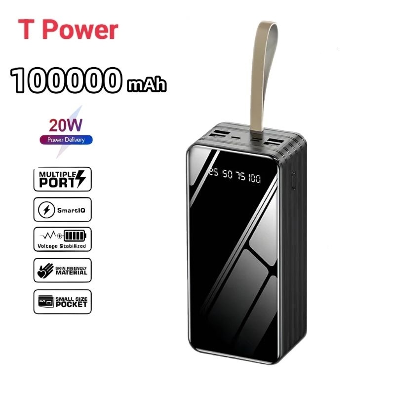 T Power Powerbank 100000mAh Powerbank Fast Charging Quick Charger 2.1A