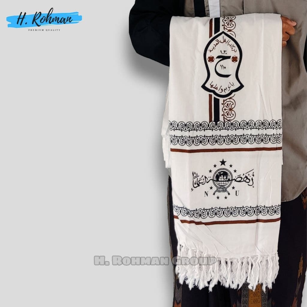 Sorban Batik Habaib Motif Logo NU Nahdlatul Ulama Surban Hijau Kashmiri Rida Yamani Persegi Panjang