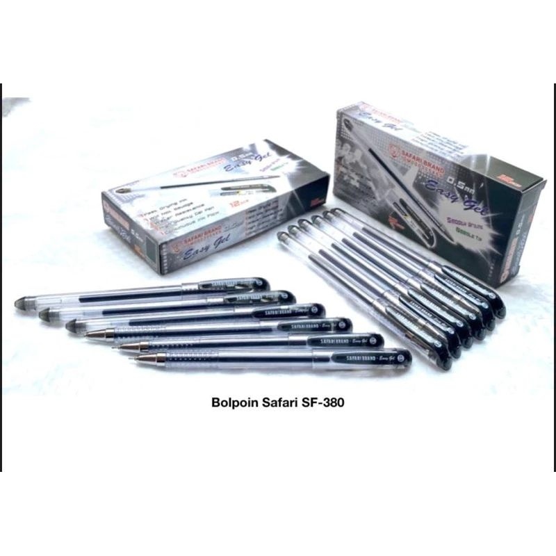 

MURAH (SF380 12 PCS) Easy Gel Pen Safari Brand Pulpen Bolpen Bolpoin Hitam 0.5 mm
