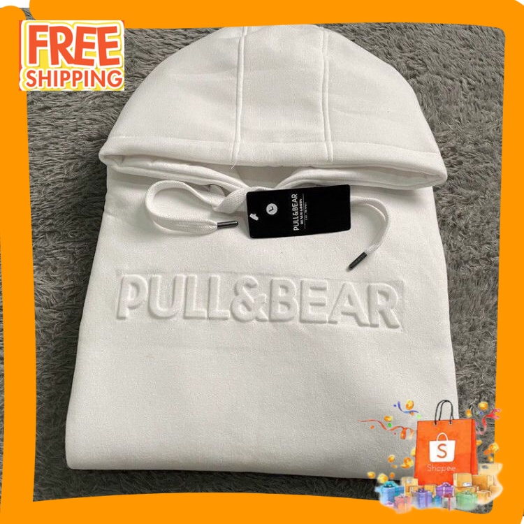 HOODIE PRIA POLOS MOTIF MURAH/ Hoodie Distro Pria Pull&Bear Cream white 3D Embos Timbul - hoodie pul
