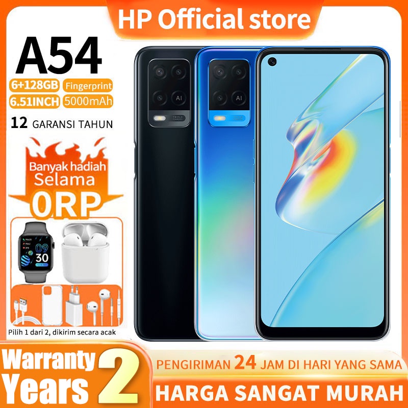 A54 HP RAM 6/128G ARANSI TOKO 2 TAHUN [5000mAh,Android 10, ColorOS 7.2 , HD+ Eye-care Display] new H