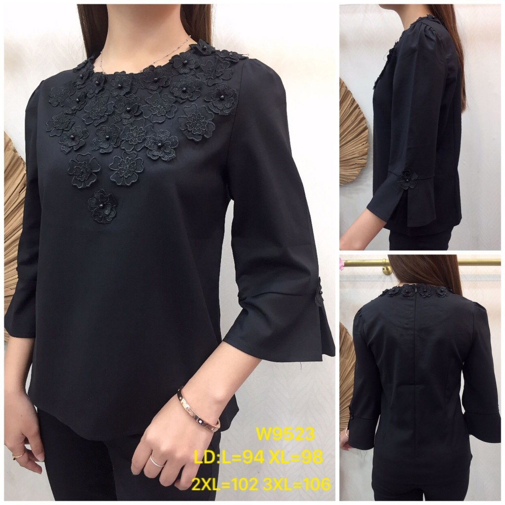 CHIBI Blouse Katun Kombinasi Brokat Wanita 9523