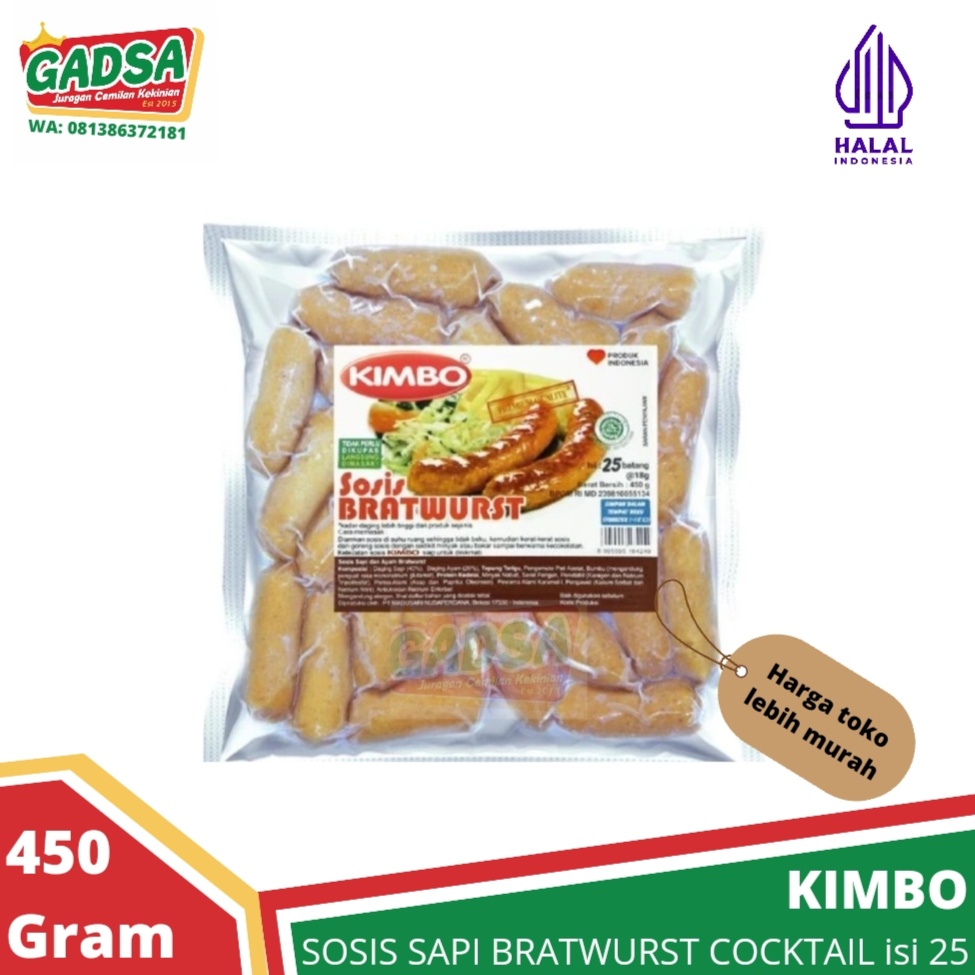 

Sosis Sapi Kimbo Bratwurst Cocktail 450 Gram isi 25