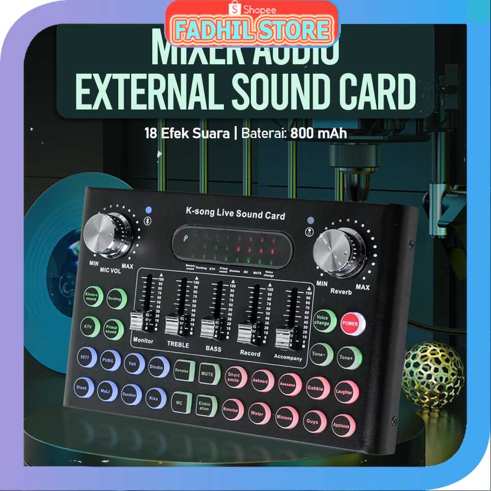 FS - LEEDOAR Mixer Audio External Sound Card Live Voice Changer 18 Effects - F007C
