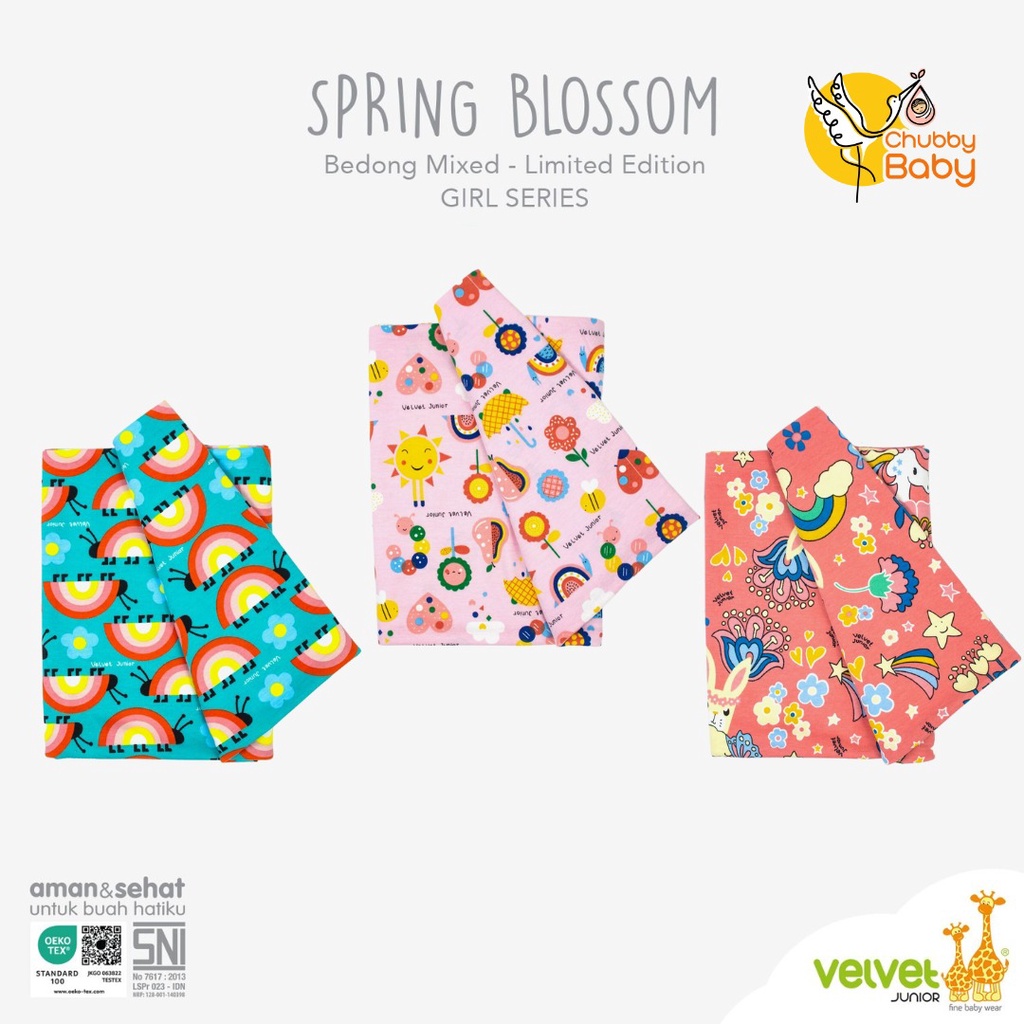 Velvet Junior - Bedong Bayi 3pcs | Spring Blossom