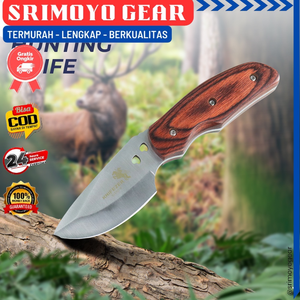 Pisau Berburu Survival - Pisau Survival Hutan - Pisau Camping Outdoor Minimalis