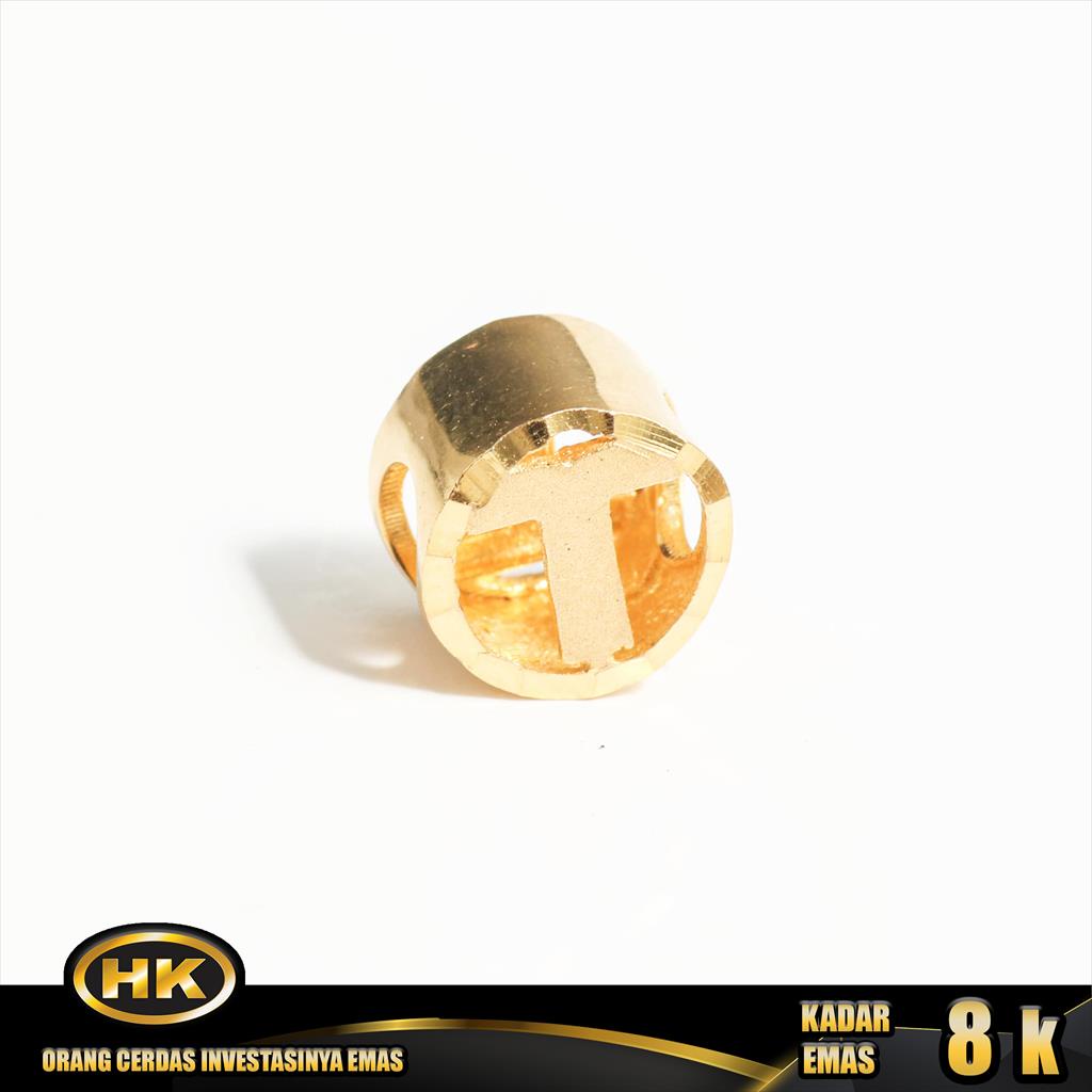 HK Mustika Gold - Liontin Emas 8K - Huruf T Bulat