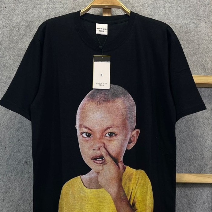 KAOS TEE BAJU T-SHIRT ADLV BABY FACE AUTHENTIC PREMIUM FULL TAG LABEL - Hitam, M