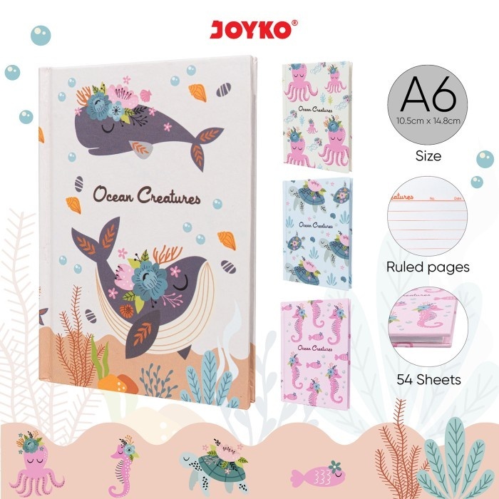 

NOTEBOOK A6 JOYKO OCEAN CREATURES D-1115OC-108 | DIARY | BUKU CATATAN BERGARIS | 54 lbr | 80 gsm