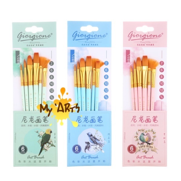 

Giorgione Brush Set 6 Bird Series Kuas Lukis Cat Air Gambar Painting Brush Myarts