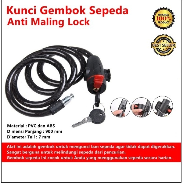Kunci Gembok Sepeda Anti Maling Aksesoris Sepeda Gunung BMX Lipat
