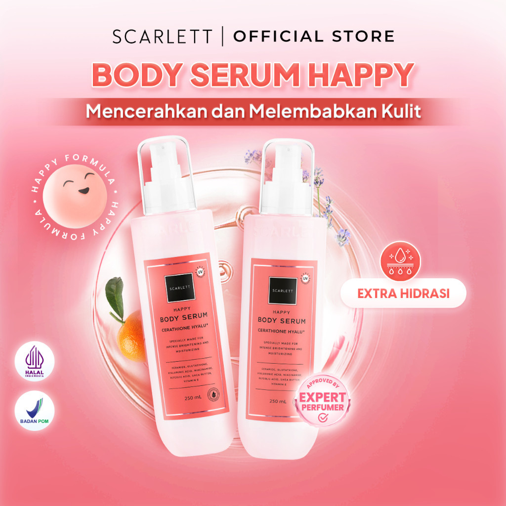 Scarlett Skincare Whitening Body Serum Happy Twin Pack 2pcs Duabotol Mencerahkan dan Melembabkan Kul