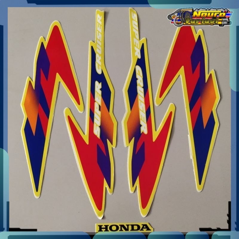 Stiker striping honda tiger 1997 kuning stiker motor  standar bagus