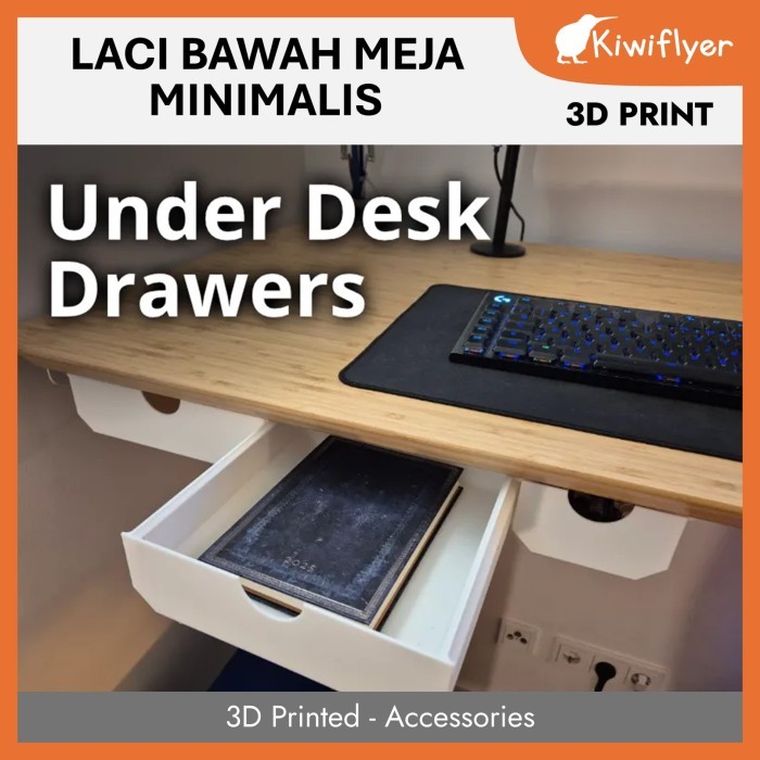 

Laci Bawah Meja - Storage Box Laci Tambahan - Under Desk Drawers - 3D Printed