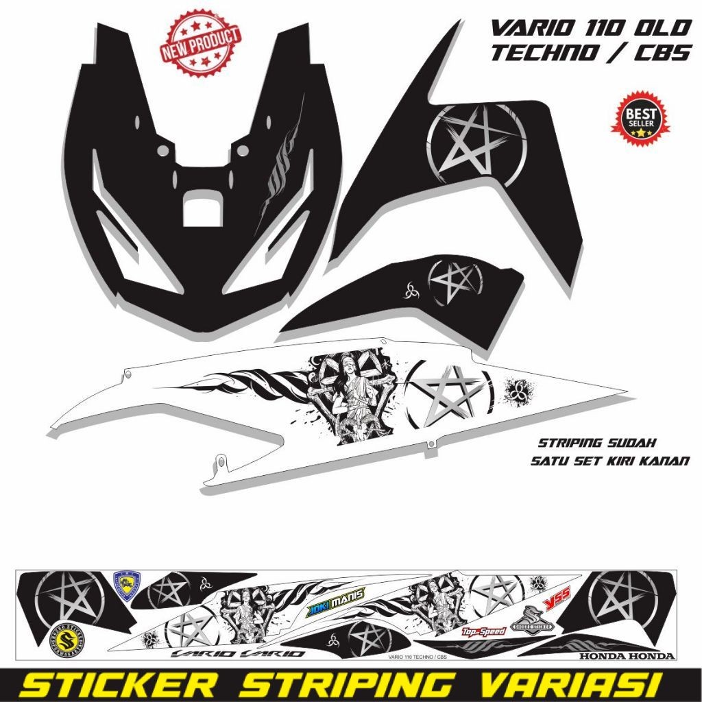 VARIASI STICKER MOTOR VARIO TECHNO OLD 110 /STIKER STRIPING VARIO 110cc LAMA CARBU