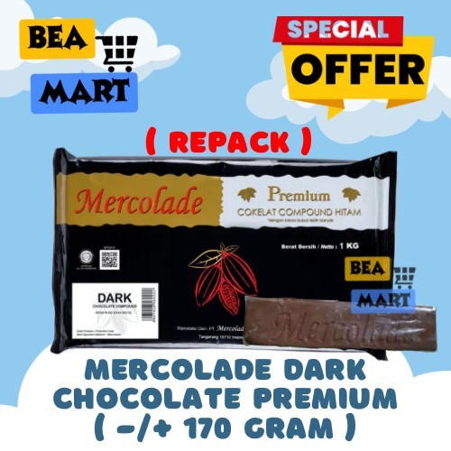 

Mercolade Premium DARK Chocolate Compound 170gr 1kg | Coklat Batangan / Cokelat Blok Kompon Repack Kemasan 170 gr 1 kg