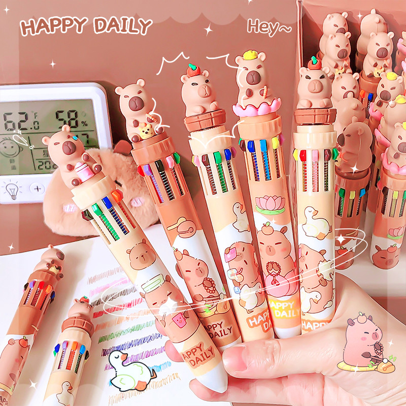 

offices accessories back to school stationery items Color markers cute capybara Ballpoint pen elegant pens Kawaii pen