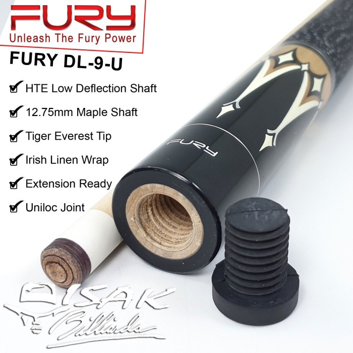 Fury DL-9 Maple Pool Cue - 13 mm - Billiard Stick Stik Biliar Bilyar