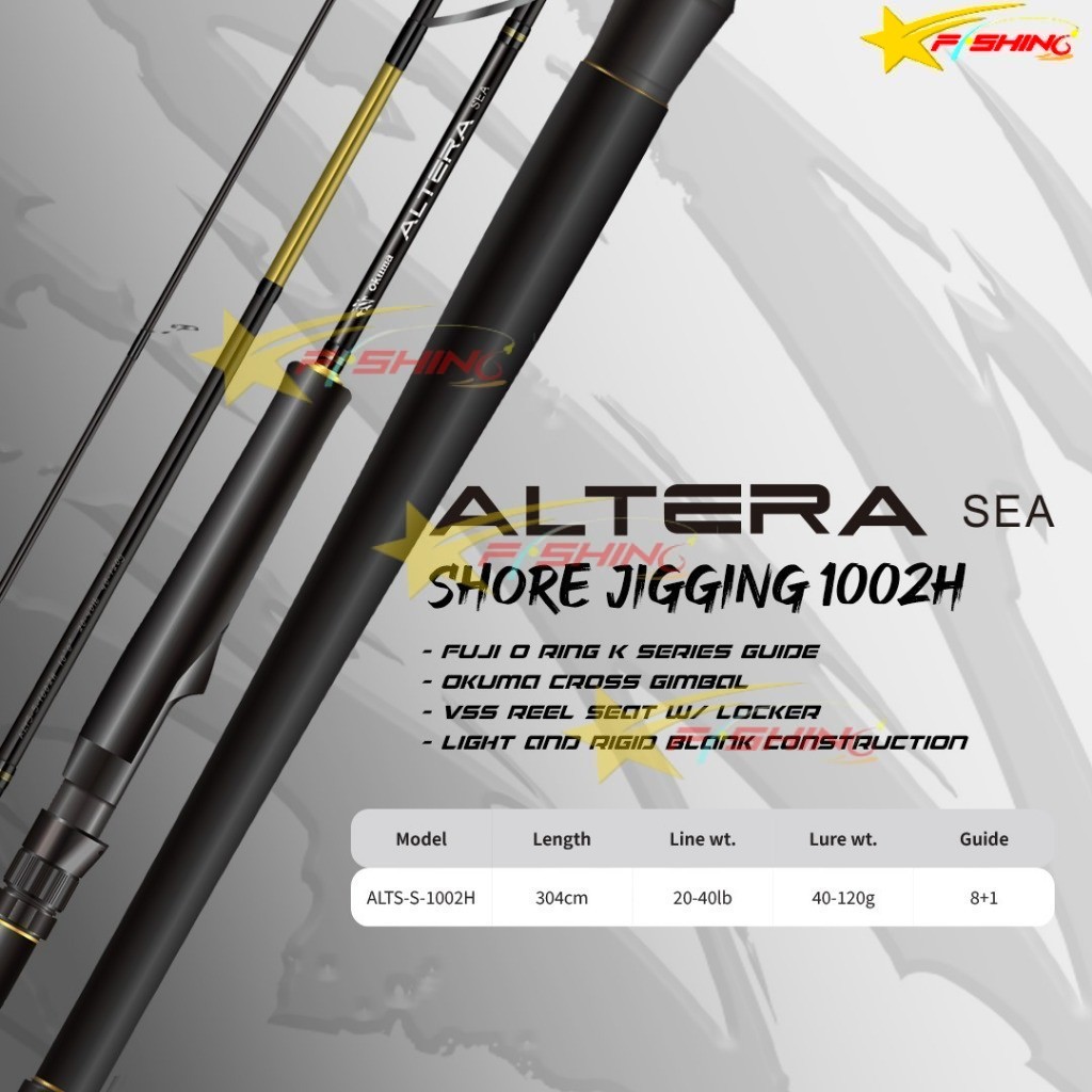Stars Fishing Joran Pancing OKUMA Altera Sea Shore Jigging 1002H 20-40Lbs Stik Mancing Casting Jiggi