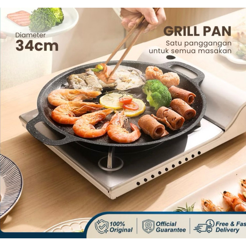 Alat Panggangan BBQ Grill Pan Korean wajan PREMIUM pemanggang anti lengket Ketalat Panggangan Portab