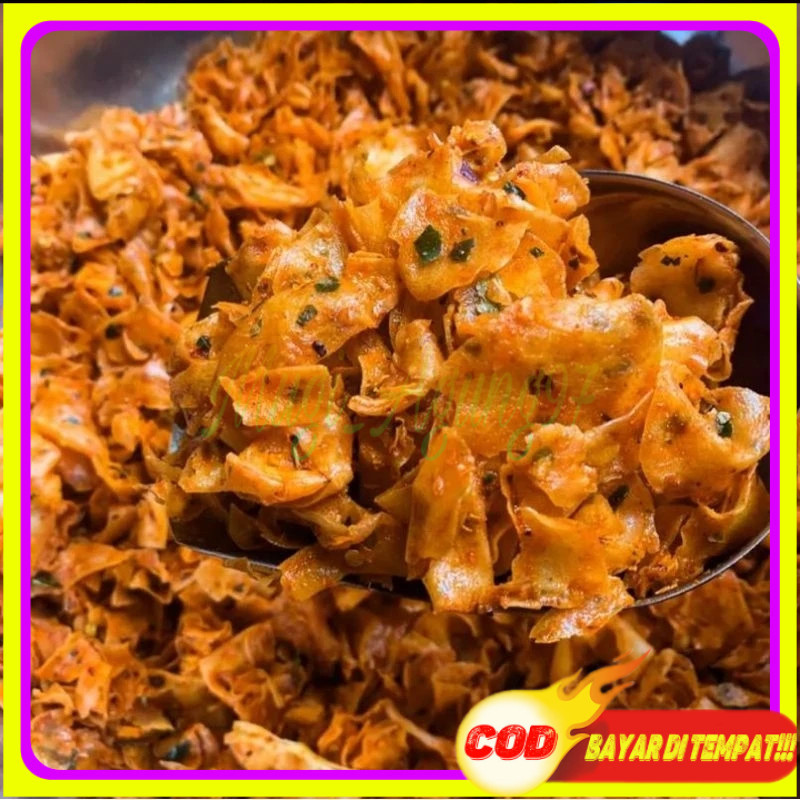 

1KG- KERIPIK SINGKONG KRIWIL PEDAS DAUN JERUK renyak tidak alot