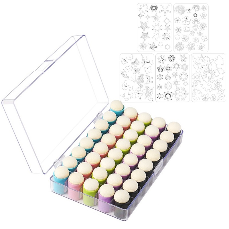 

40 Pack Of Finger Sponge Daubers With Storage Case For Painting Art Ink Crafts Chalk Card Making DIY Card Easy To Use