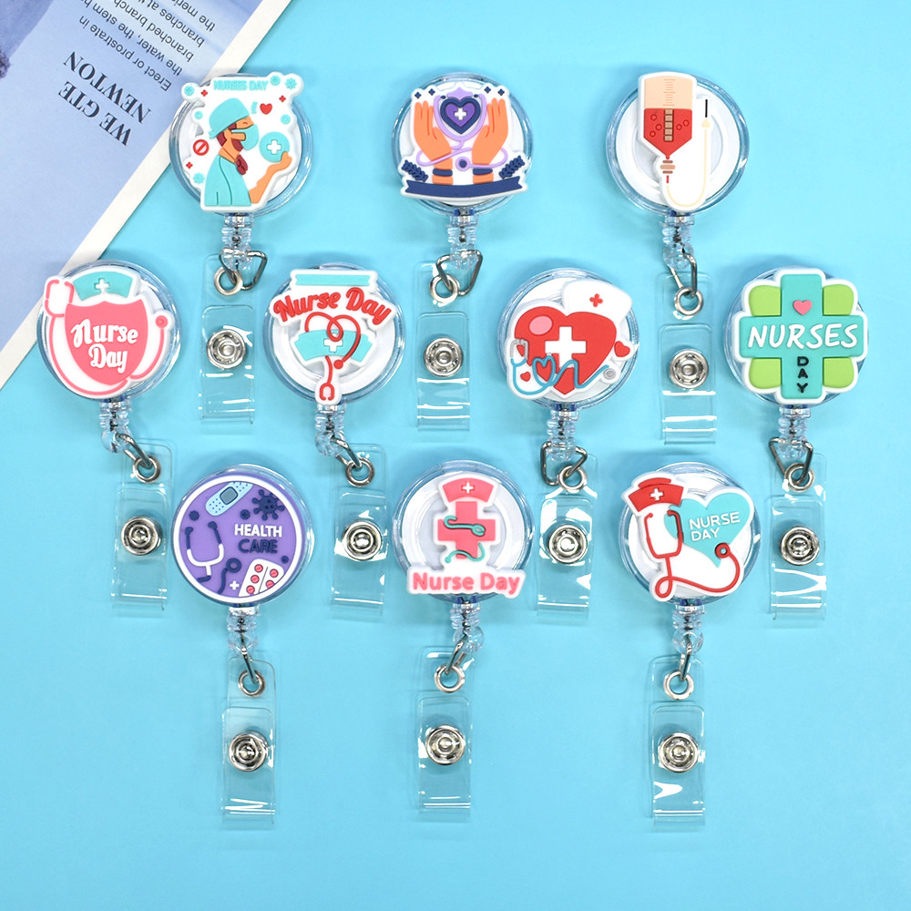 

1Piece Angels in White Badge Reel Health Care Hospital Badge Reel Cute Cartoon ID Card Holder