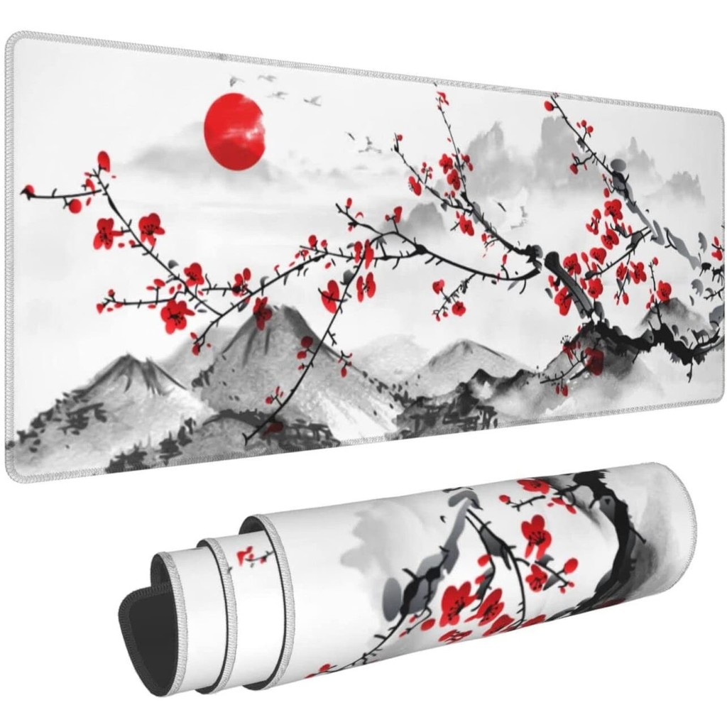 Gaming Mouse Pad 900x400 Japanese Sakura Mousepad Extended Large Non-Slip Rubber Big Keyboard Mat Fu