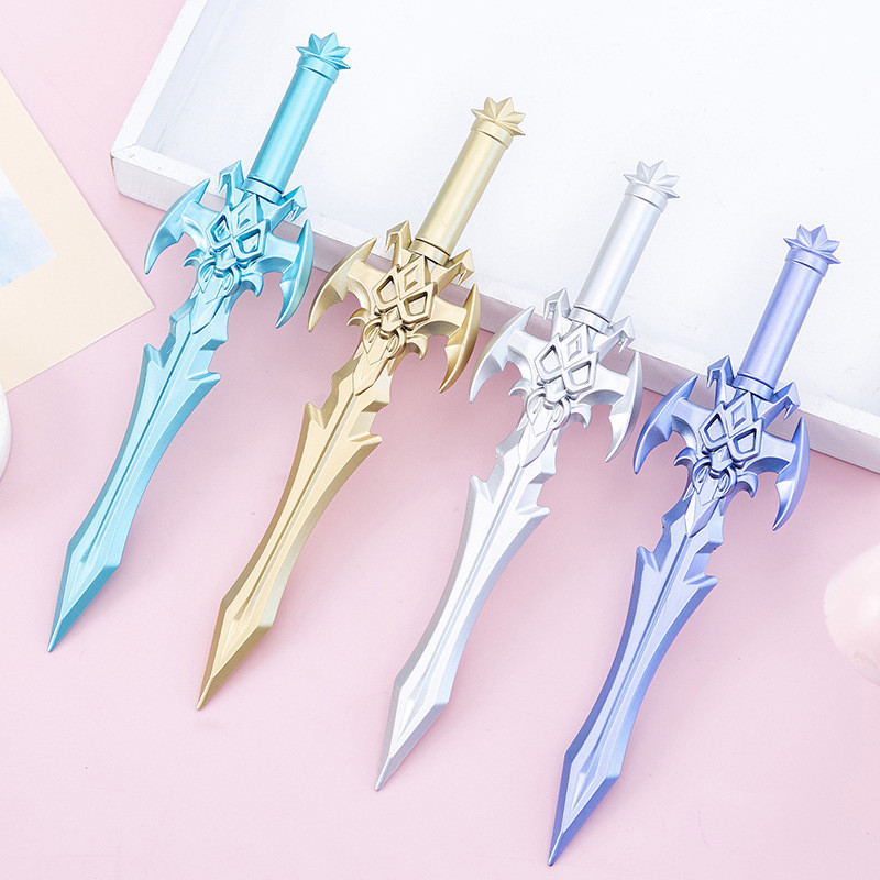 

4pcs Creative Arms Sword Props Blue Gel Pen Student Writing School Study Stationery Office Supplies