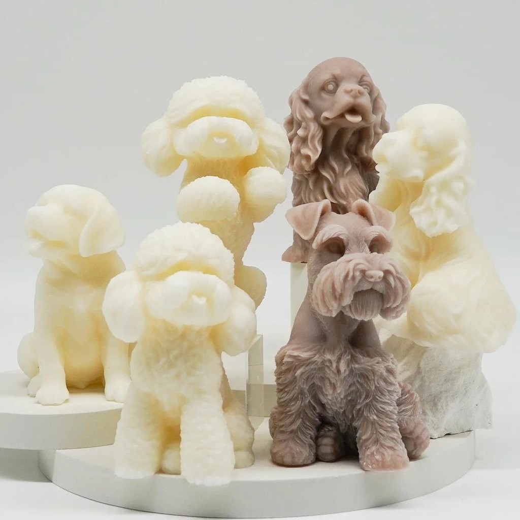 

3D Golden Retriever Labrador Candle Silicone Mold Poodle Teddy Dog Painting Plaster Decor Animal Puppy Chocolate Making Kit Gift