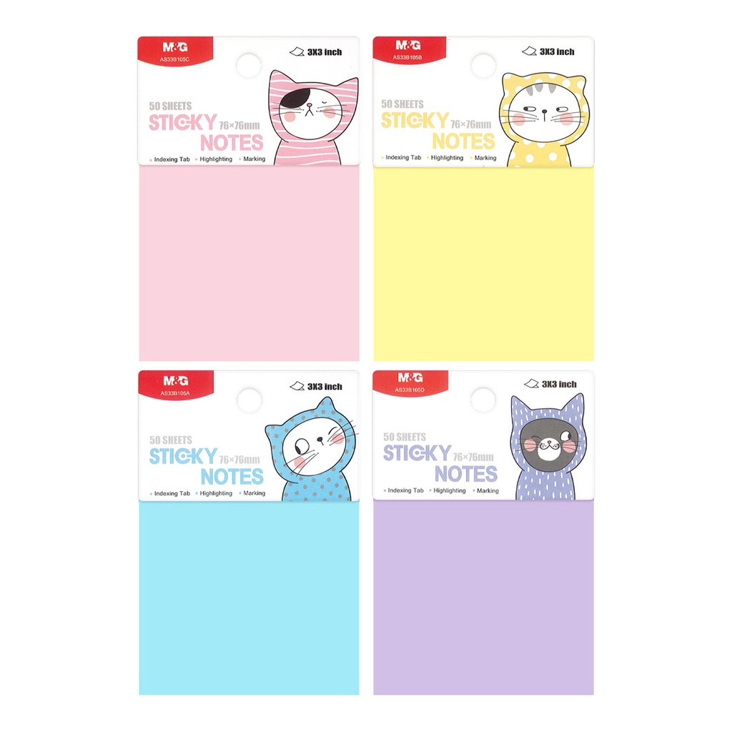 

Sticky Noted AS33B105 So Many Cats Warna Pastels 3X3 Inchi 50 Sheet