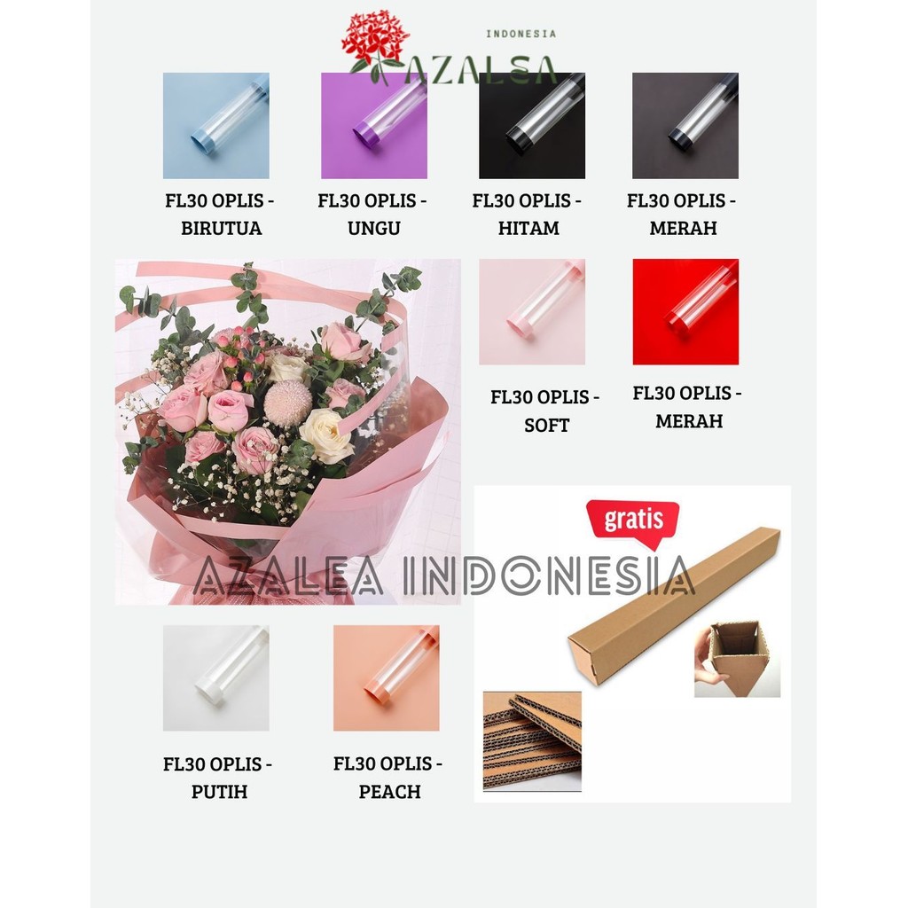 

AZALEA - (5 LEMBAR) - FL30 OPLIS Kertas Bunga Paper Buket Motif Frame List OPP Transparan Florist Cellophane
