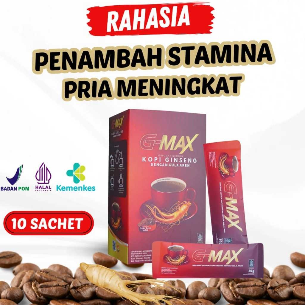 

KOPI GMAX Kopi Kuat Pria Tahan Lama Penambah Stamina Pria Dewasa Kopi Pilihan Pria - Halal & Bpom 1 Box Isi 10 Sachet