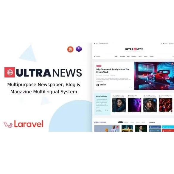UltraNews – Laravel Newspaper, Blog and Magazine Multilingual System