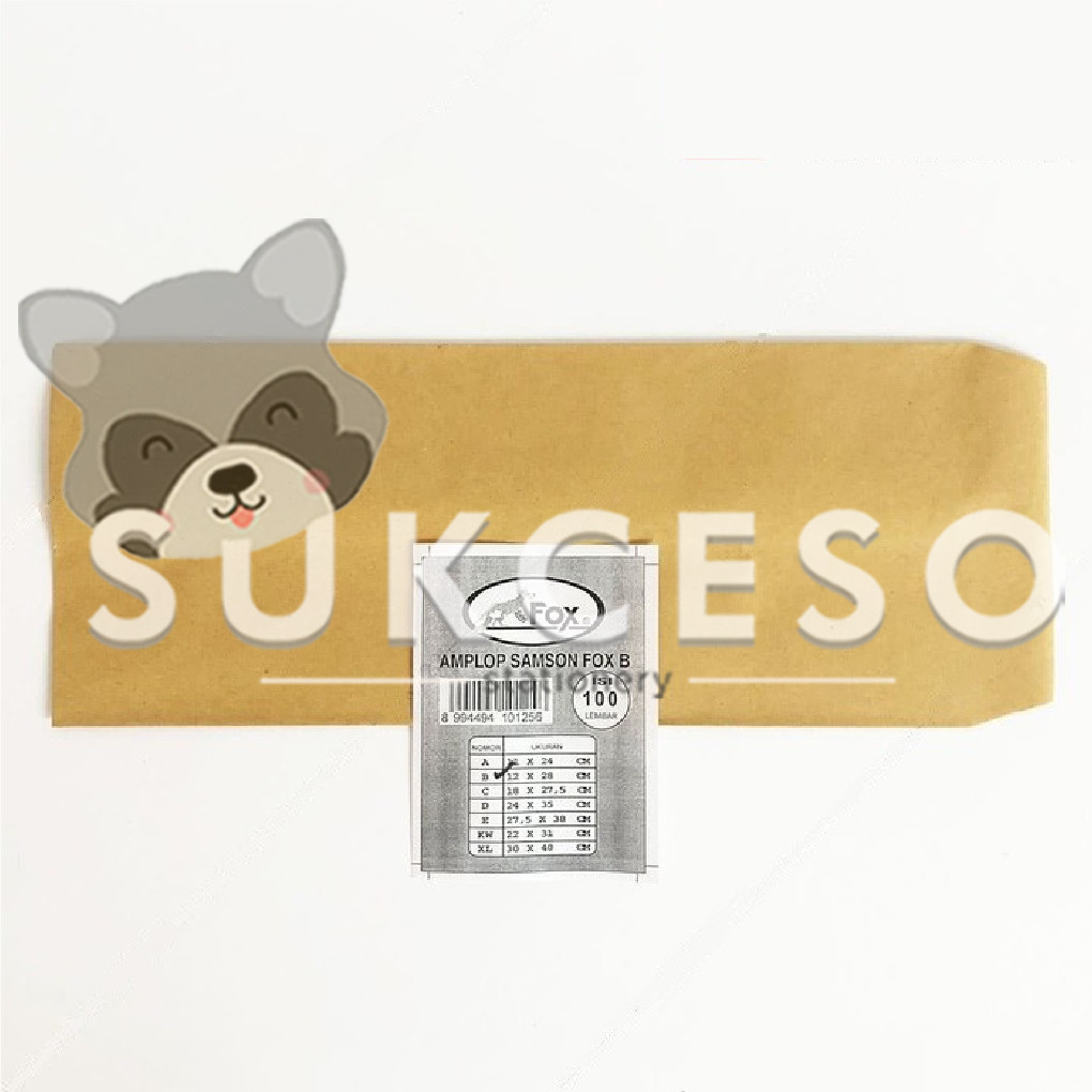 

FOX Amplop Samson Coklat Polos Fox B 12 x 28 cm DIJUAL PAK Isi 100 Lembar
