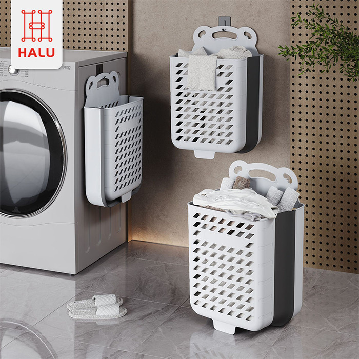 Halu Keranjang Baju Gantung Laundry Lipat Keranjang Seaguna Keranjang Baju Kotor Lipat HSB808 - Keci