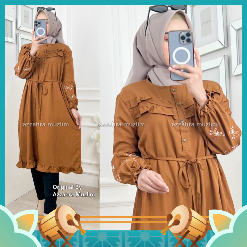 Tunik Murah Keren Style Korean Muslimah Lebaran Idul Fitri / AM - Queen Dress LD110 Tunik Wanita Bus