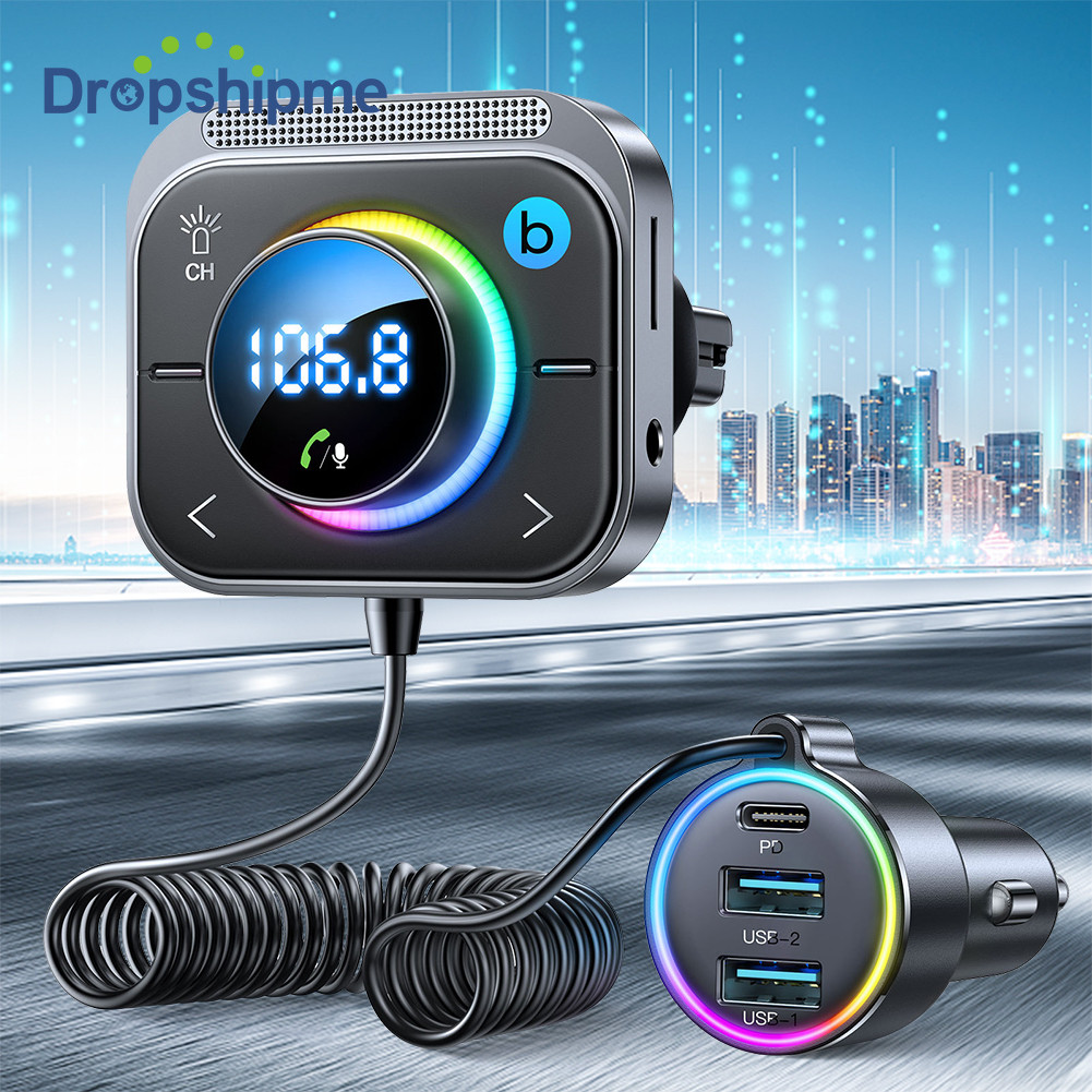 Portable Car Adapter Transmitter Hands Free Calling Audio Adapter Bluetooth-compatitable FM Transmit