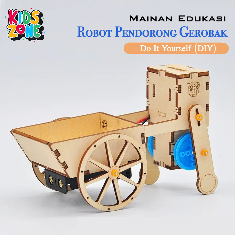 DIY Mainan Edukasi Kayu Ringan - Robot Dorong Gerobak