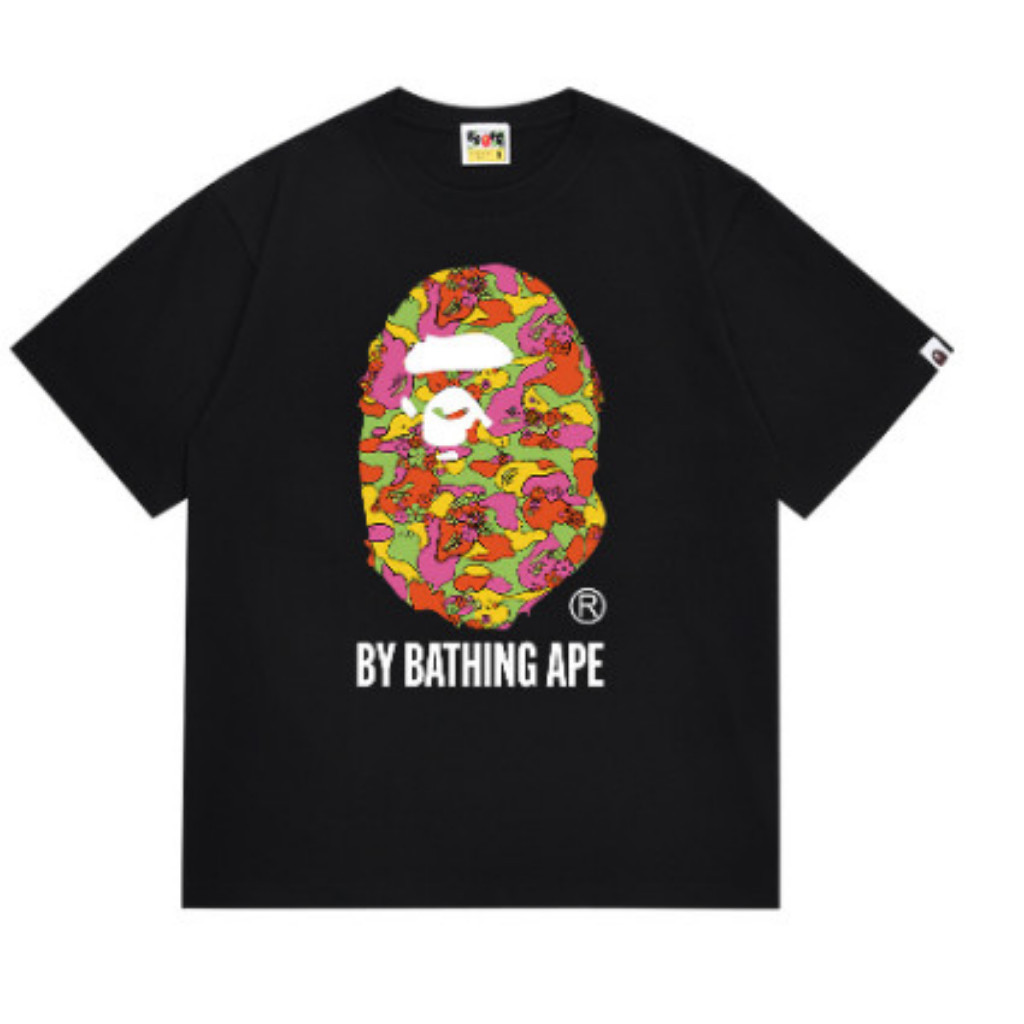 Kaos 100% COTTON Kids/Adults T-shirt BAPEe Shark Camouflage Printed Graphic Tee Unisex Baju T Shirt 