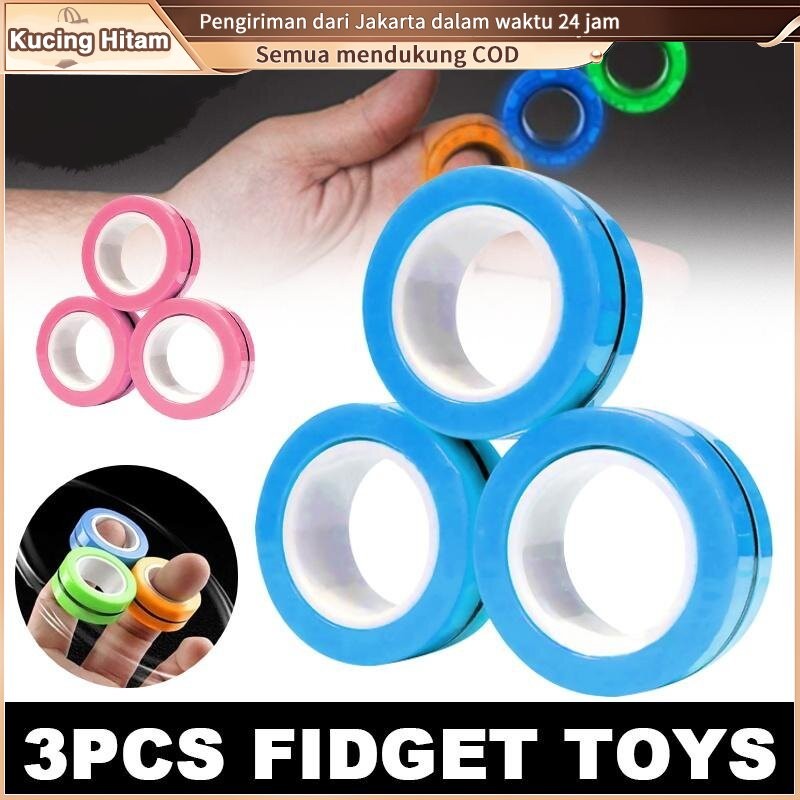 3Pcs Mainan Anak Magnetic Fidget Spinner Magnet Ring Children Toy / Finger Fidget Spinner Ring Magne