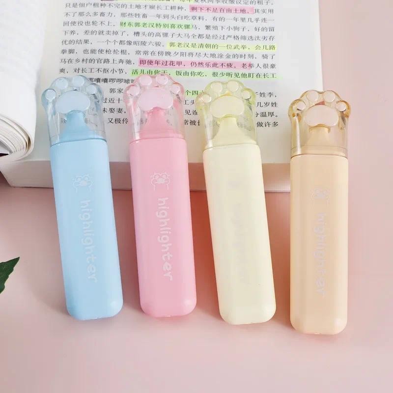 

3/4 pcs/pack Kawaii Cat Claw Pastel Color Highlighters Drawing Art Markers Fluorescent Pen Gift Stationery Cute School Supplies